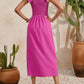 Solid Color Ruffled Straps Smocked Ruched Maxi Dress