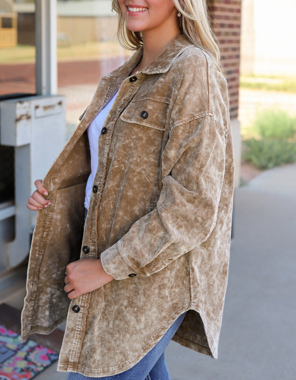 Vintage Distressed Mineral Wash Oversized Shacket