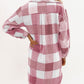 Tan Plaid Button-Down Flap Pocket Long Shacket