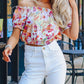Floral Print Off Shoulder Puff Sleeve Blouse