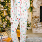 Christmas Print Lapel Shirt and Pants Sleepwear