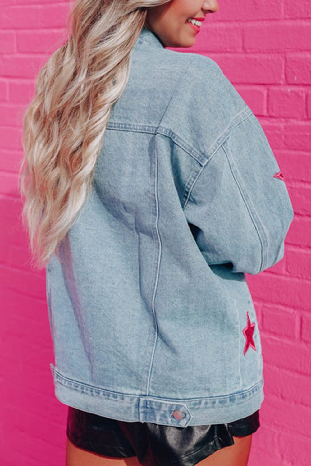 Sequin Star Flap Pocket Denim Jacket