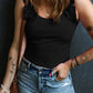 Ruffled Wide Straps Slim Tank Top