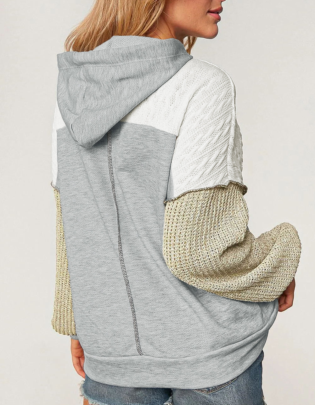 Colorblock Patchwork Pullover Hoodie