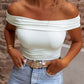 Folded Off Shoulder Slim Top