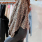 Leopard Print Corduroy Irregular Hem Buttoned Jacket
