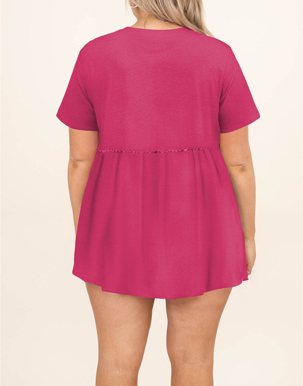 Solid Short Sleeve Flowy Plus Size Top