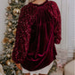 Sequin Patchwork Sleeve Button Up Velvet Top