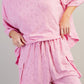 Floral Textured Short Sleeve Top and Shorts Lounge Set