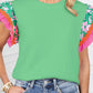 Contrast Ricrac Floral Sleeve Top