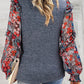 Ruffle Tiered Floral Sleeve Crew Neck Blouse