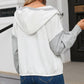 Half Zipper Kangaroo Pocket Drop Shoulder Hoodie
