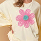 Tinsel Flower Dropped Puff Sleeve Sweatshirt