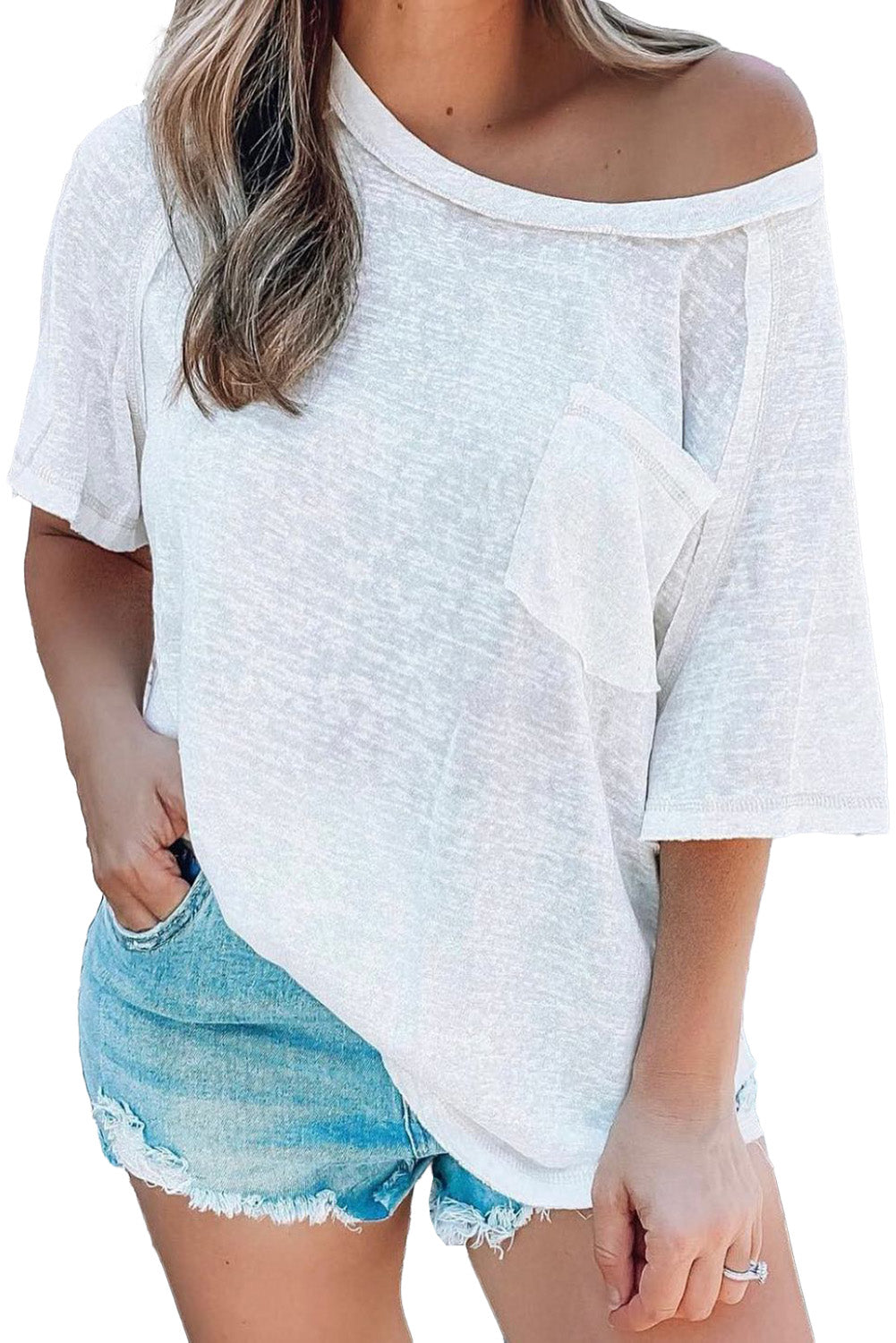 Exposed Seam Detail Loose T-shirt