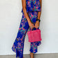 Mix Tropical Print Strapless Ruffled Jumpsuit