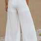 Solid Color Elastic Waist Pleated Wide Leg Pants