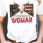 American Woman Cow Skull Print Graphic T Shirt