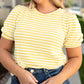 Stripe Short Puff Sleeve Plus Size Jumper