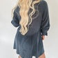 3/4 Ruffled Sleeve Buttoned Crinkled Shirt Dress