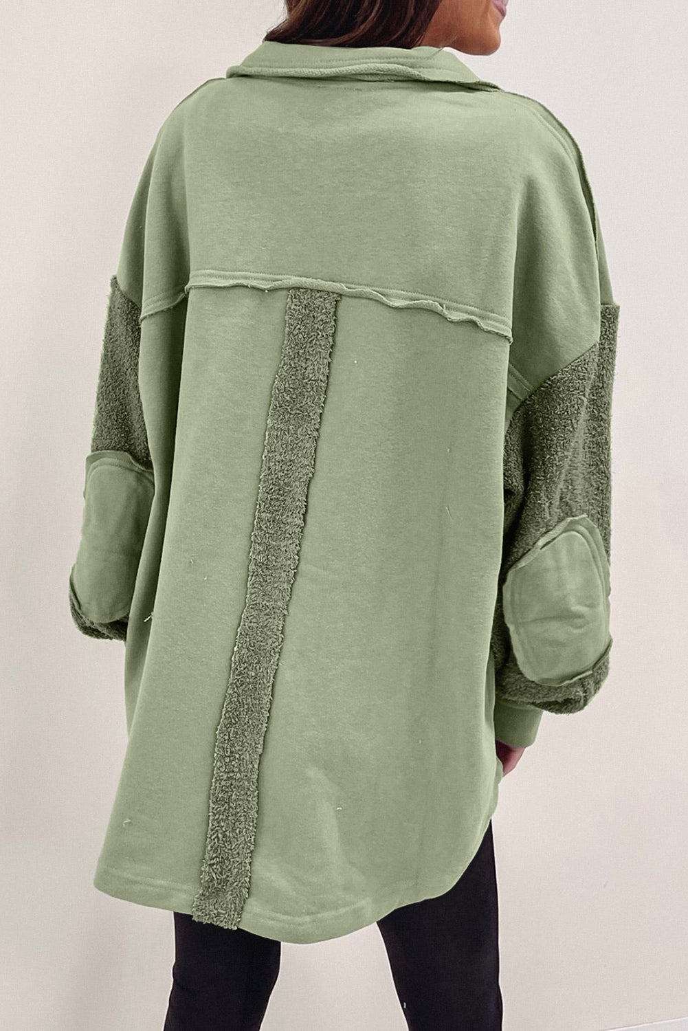 Exposed Seam Elbow Patch Oversized Shacket