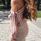 Striped Asymmetric Tied Shoulder Blouse