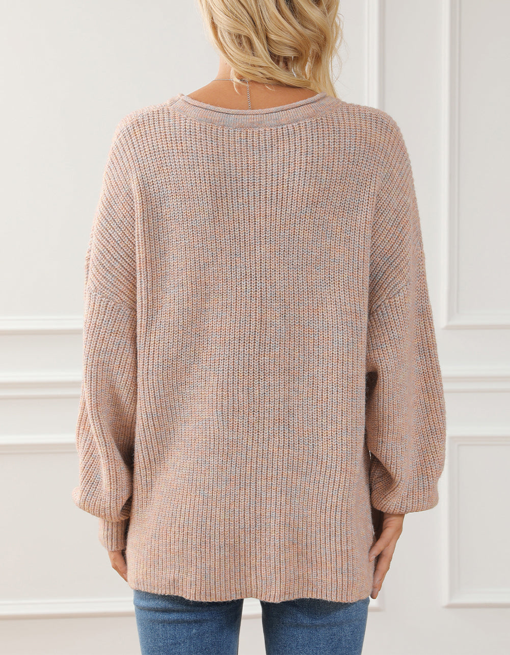 Rolled Round Neck Drop Shoulder Sweater