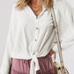 Roll up Sleeve Knotted Casual Shirt