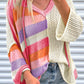 Oversized Colorblock V Neck Hooded Sweater