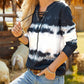 Tie Dye Lace Up V-Neck Long Sleeve Top