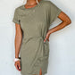 Folded Sleeve Twisted Mini T-Shirt Dress