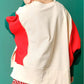 Christmas Tinsel Star Side Slits Colorblock Sweatshirt