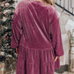 Plus Size Textured Velvet Tiered Buttons Tiered Dress