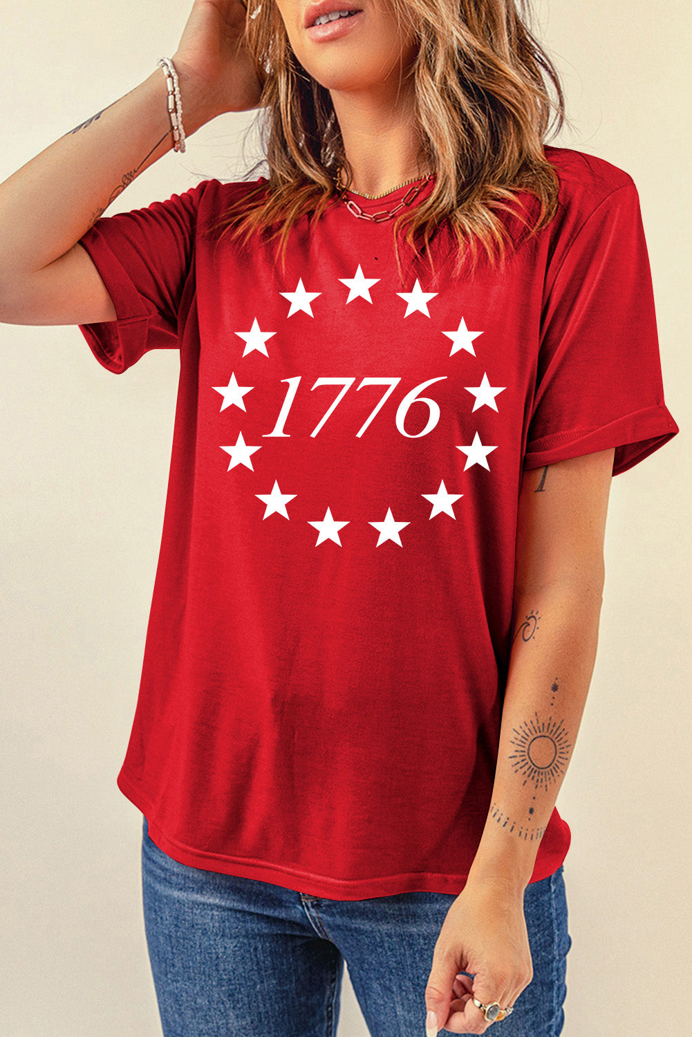 Star 1776 Graphic Crewneck T Shirt