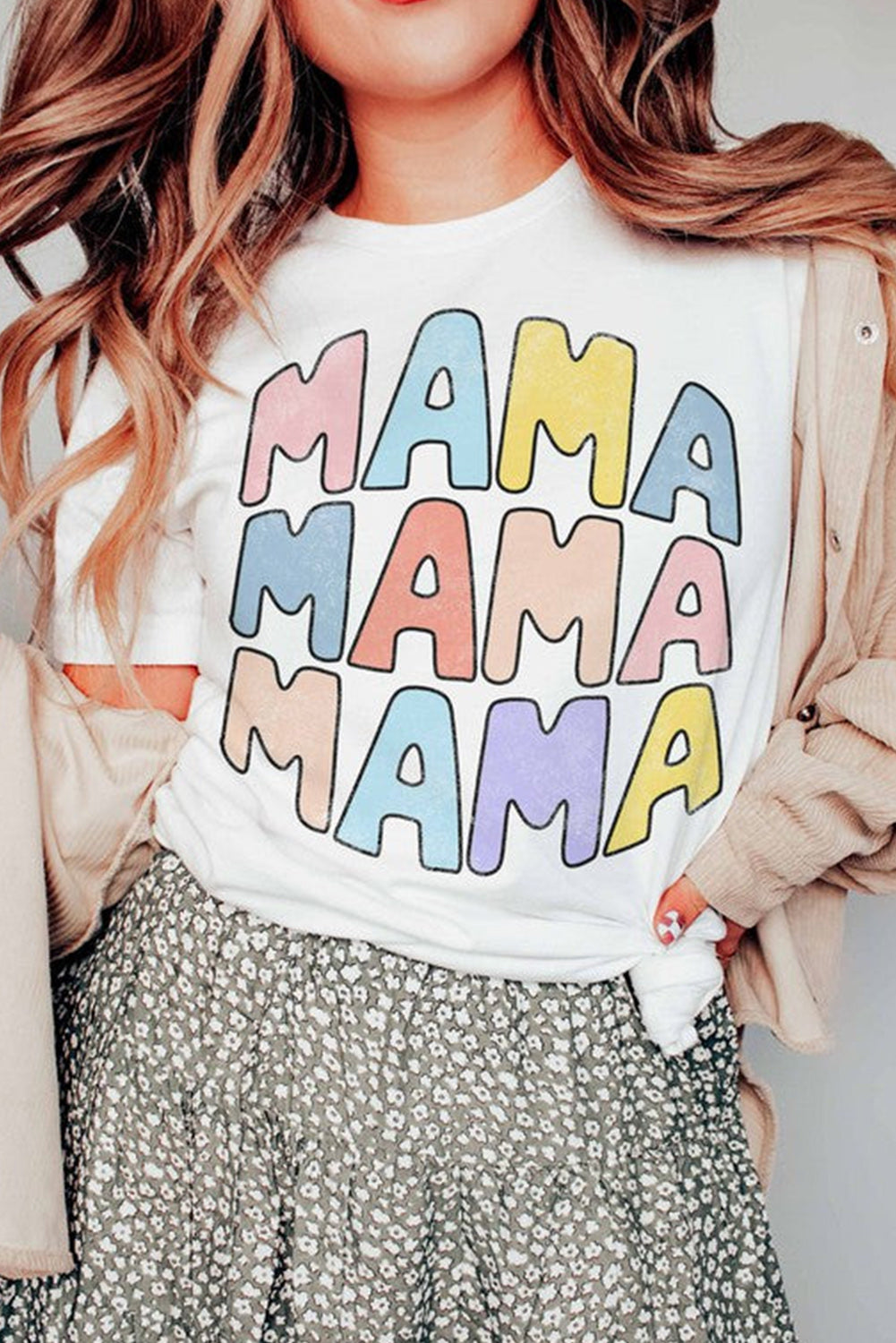 MAMA Slogan Print Crew Neck Casual T Shirt