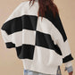 Checkered Side Slits Drop Shoulder Oversized Sweater