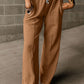 Drawstring High Waist Wide Leg Waffle Knit Pants