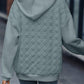 Drop Shoulder Quilted Patchwork Kangaroo Pocket Hoodie