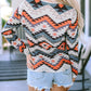 Aztec Print V Neck Long Sleeve Top