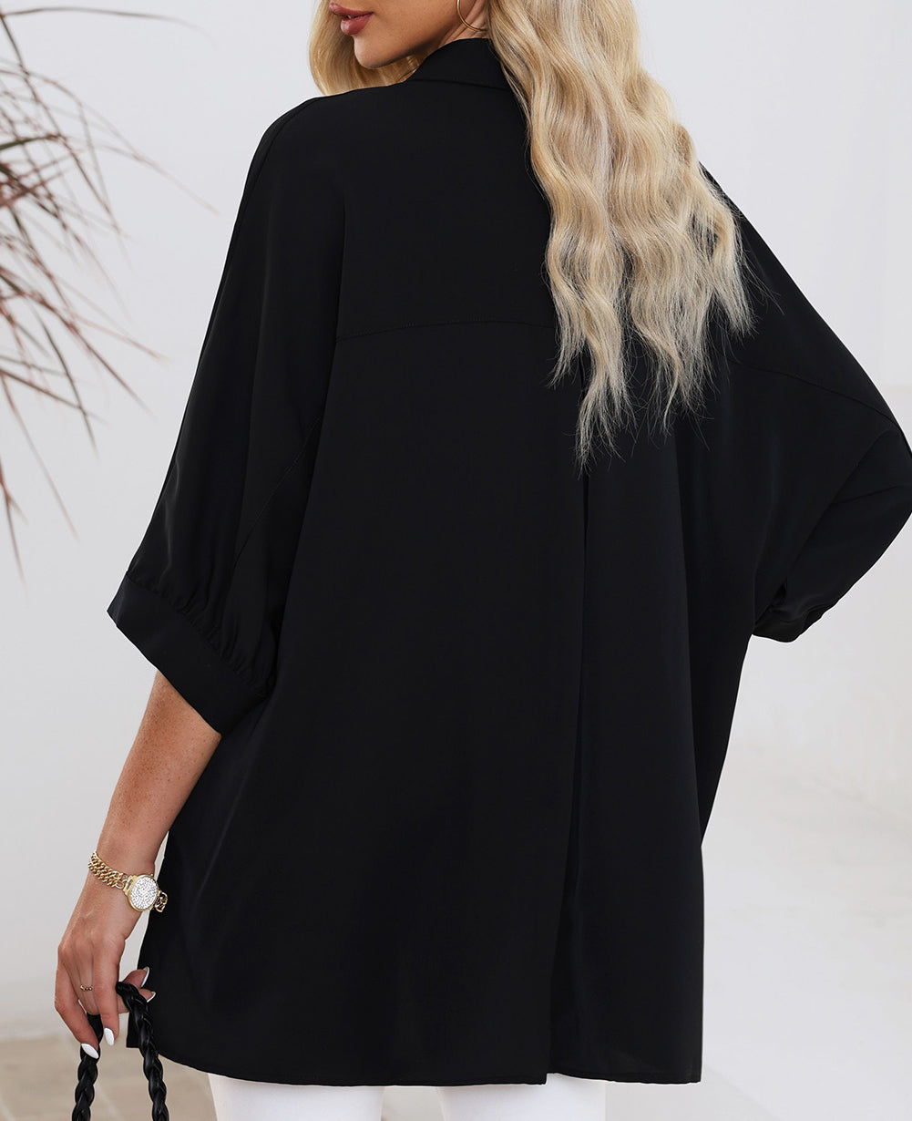 3/4 Puff Sleeve Oversize Shirt
