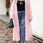 Sheer Knitted Long Side Slit Plus Size Cardigan