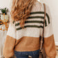 Colorblock Striped Open Cardigan