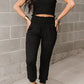 Black Smocked Tube Top and High Waist Pants Set