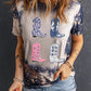 Tie Dye Western Boots Printed Crewneck T-shirt