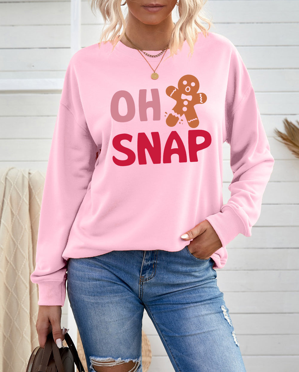 OH SNAP Gingerbread Man Christmas Pullover Sweatshirt
