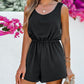 Knotted Backless Elastic Waist Sleeveless Romper
