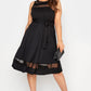 Black Plus Size Mesh Panel Skater Dress