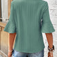 Ruffled Half Sleeve V Neck Textured Top