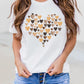 Valentines Day Heart Shaped Print Crew Neck Graphic Tee