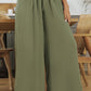 Drawstring Smocked High Waist Wide Leg Pants