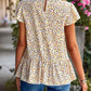 Floral Frilled Collar Ruffled Short Sleeve Blouse